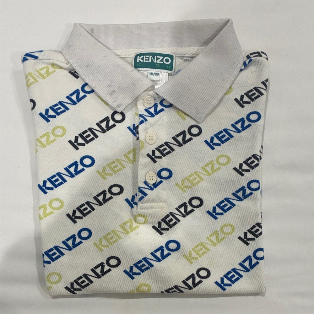 Kenzo White Polo with Multicolor Logo Print size 10 boys